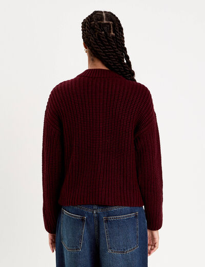 Gilet manches longues violet fonc&eacute; femme
