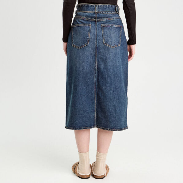 jupe midi trapeze en jean denim dirty femme Jupe midi trapèze en jean denim dirty femme