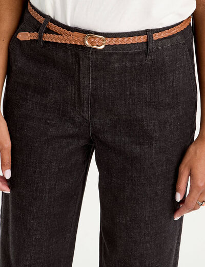 Jeans chino avec ceinture noir femme