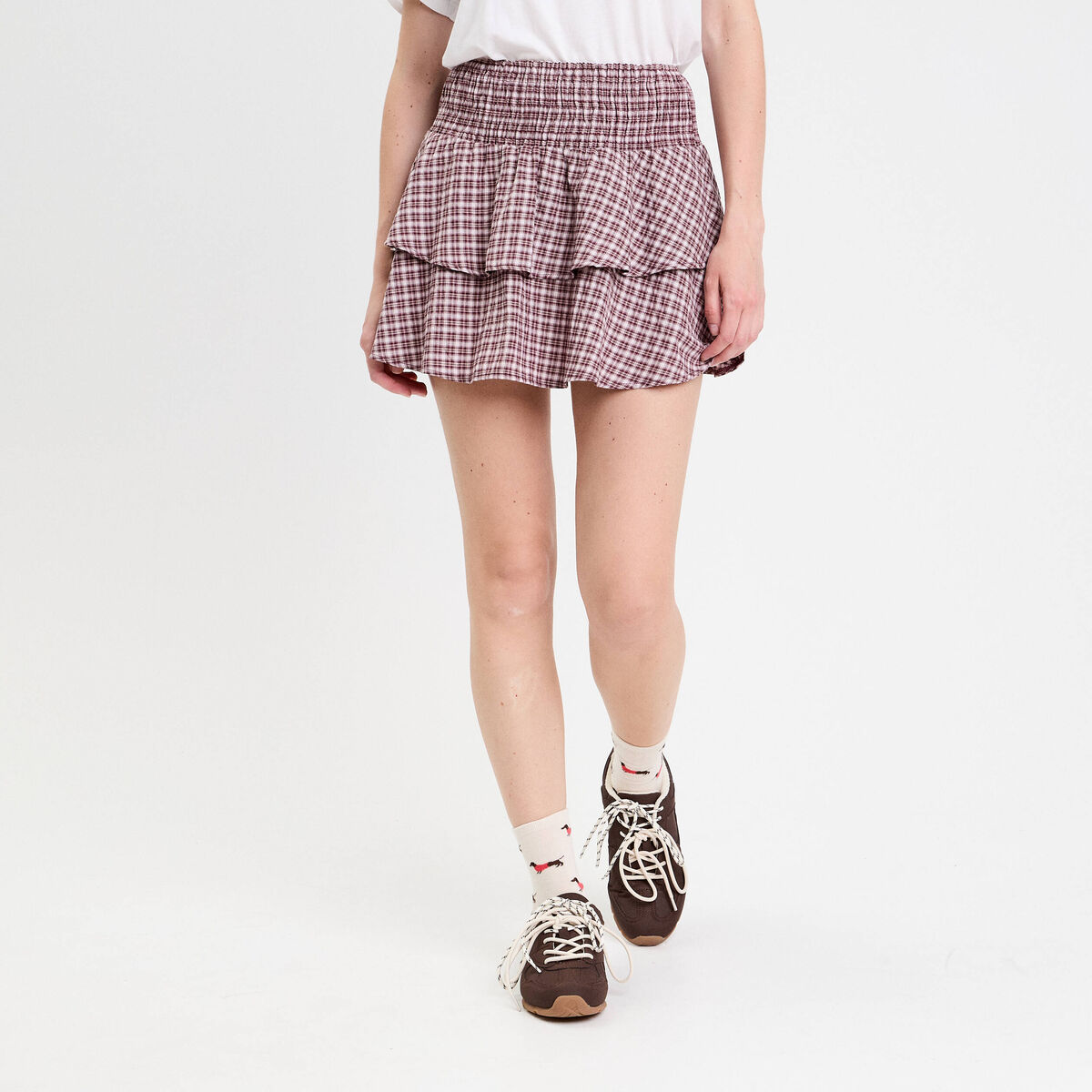 Jupe courte évasée taille standard blanc femme