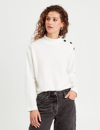 T-shirt col montant ecru femme