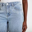 Jean wide leg cropped taille standard denim bleach femme