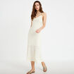 Robe longue droite en maille ecru femme