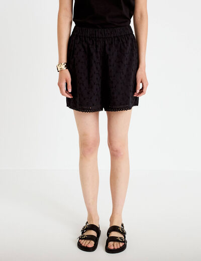 Short avec broderie noir femme