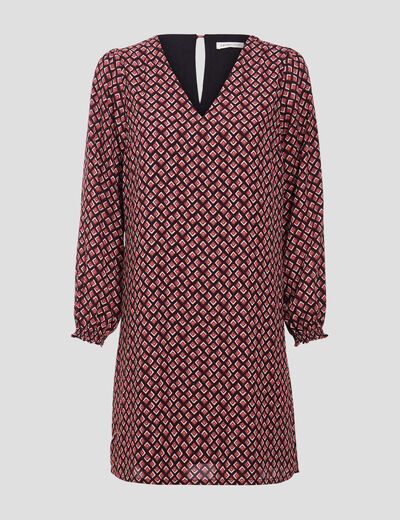Robe droite manches longues bordeaux femme