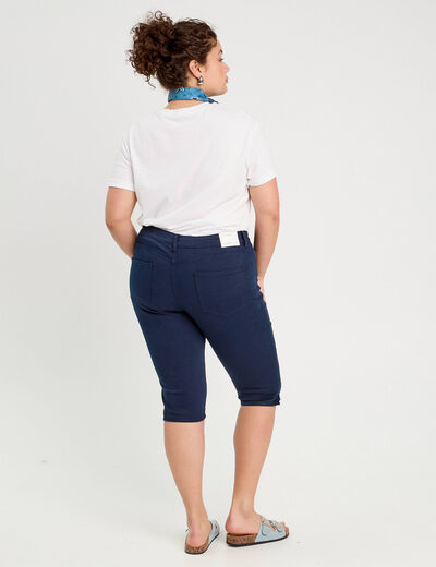 Pantalon capri bleu marine femme