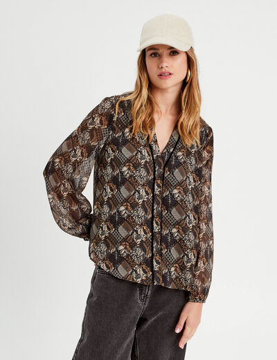 Blouse manches longues noir femme