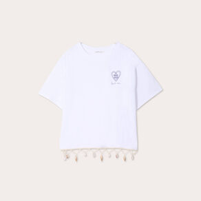 T-shirt avec coquillages blanc femme