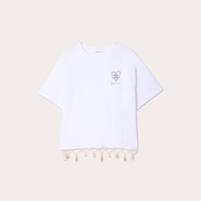 t shirt avec coquillages blanc femme T-shirt avec coquillages blanc femme