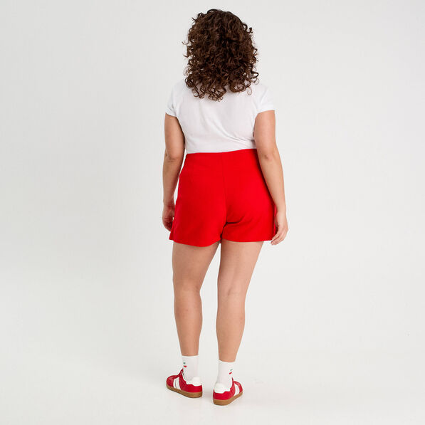 Jupe-short droite fentes rouge femme