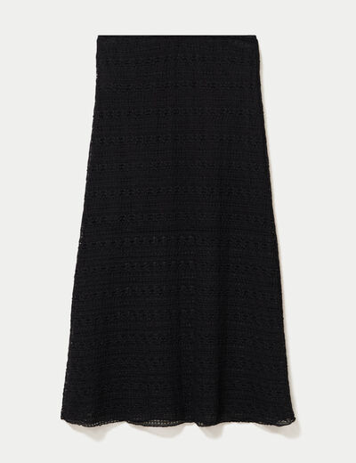 Jupe longue droite en dentelle noir femme