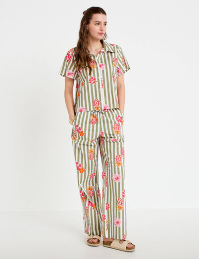 Pantalon large taille standard blanc femme