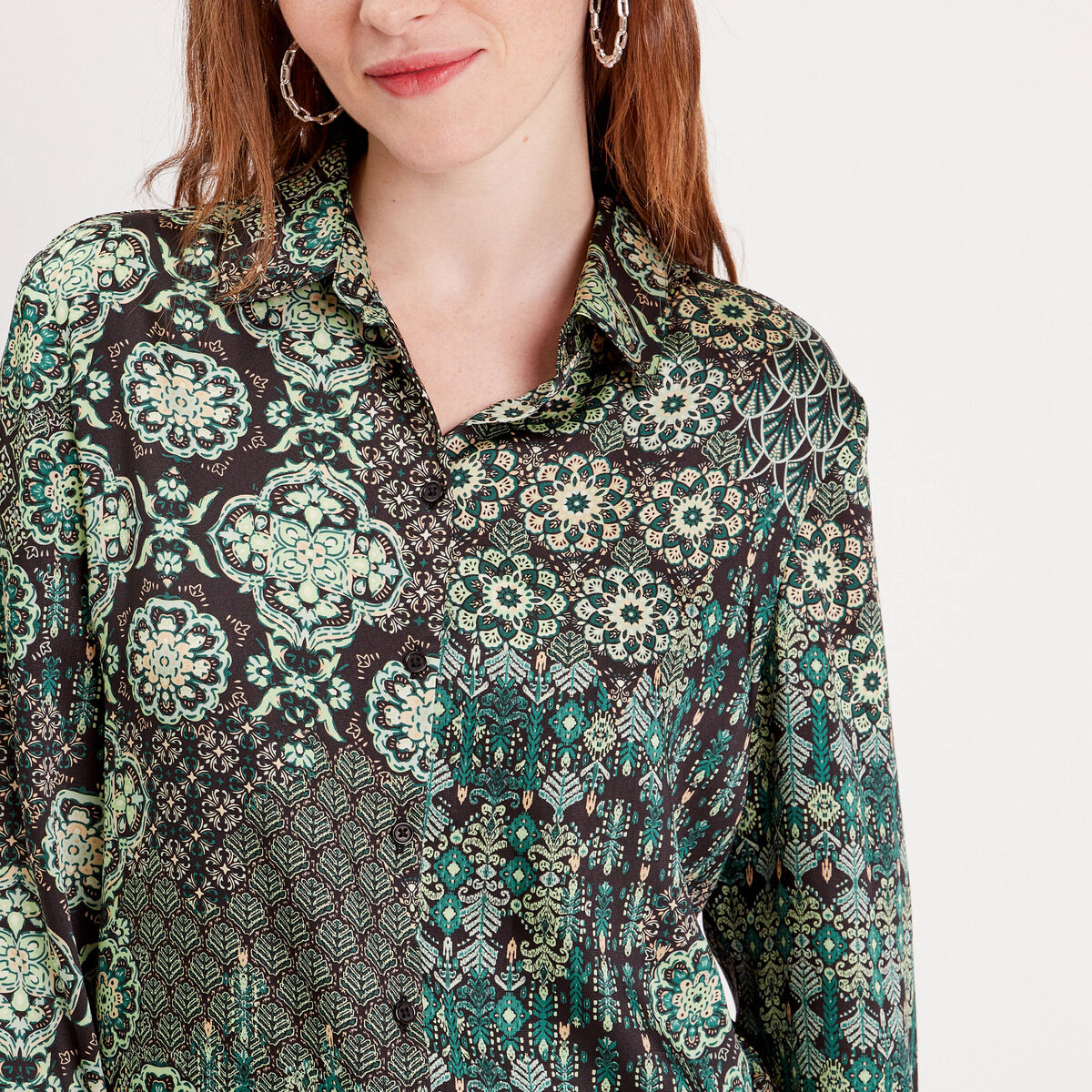 Chemise manches longues noir femme