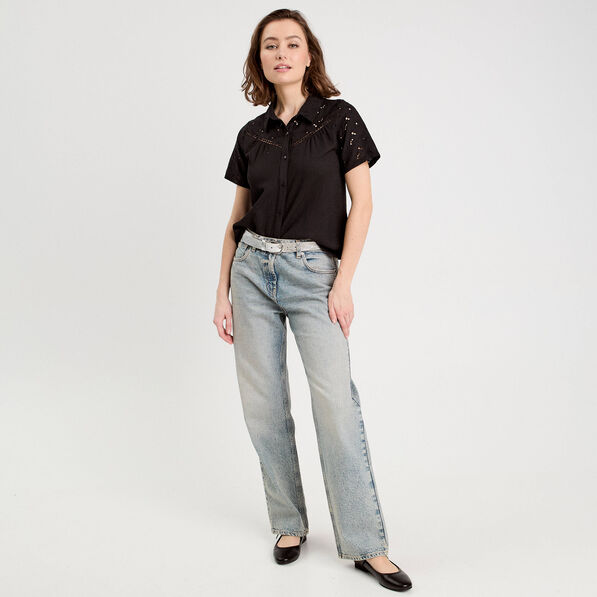 chemise broderie anglaise noir femme Chemise broderie anglaise noir femme