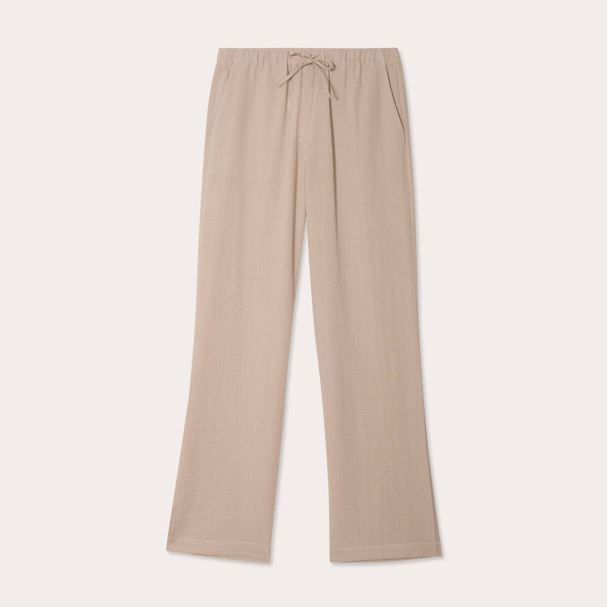 Pantalon large fluide beige femme