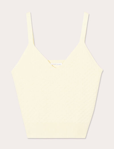 Débardeur tricot cropped jaune clair femme