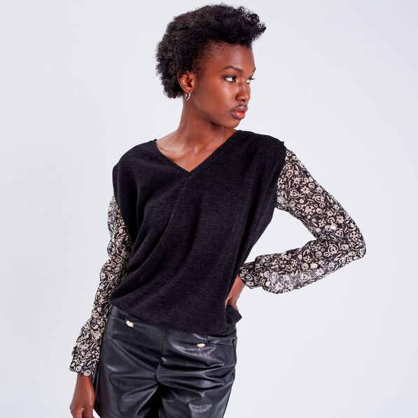 T-shirt manches longues noir femme