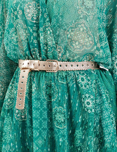 Ceinture perforée métallisée couleur or femme