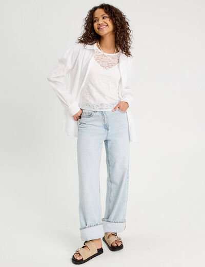 T-shirt manches courtes ecru femme