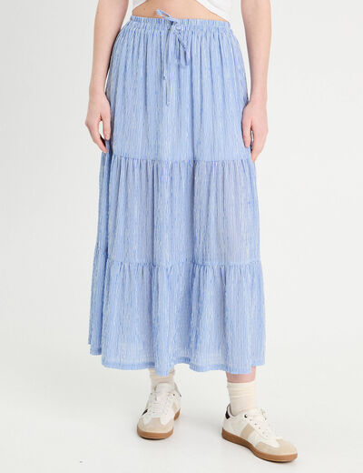 Jupe longue trapèze bleu clair femme