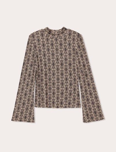 T-shirt col montant noir femme