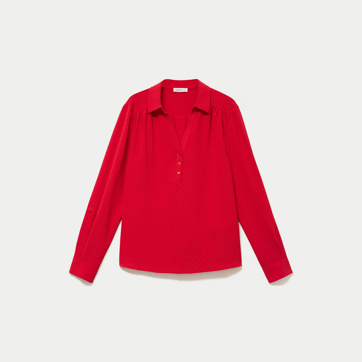 Blouse droite manches longues rouge femme