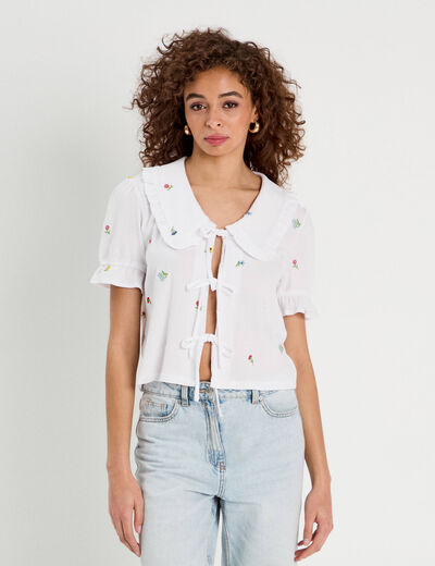 Blouse nouée blanc femme