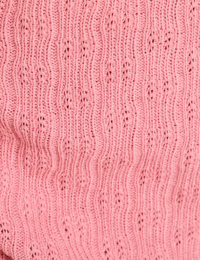 T-shirt ajouré détails cordons vieux rose femme