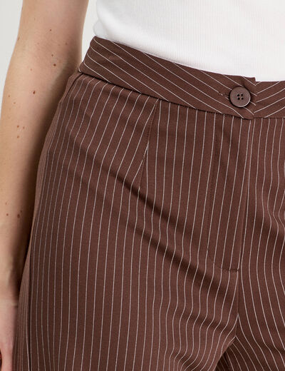 Pantalon large taille haute marron chocolat femme