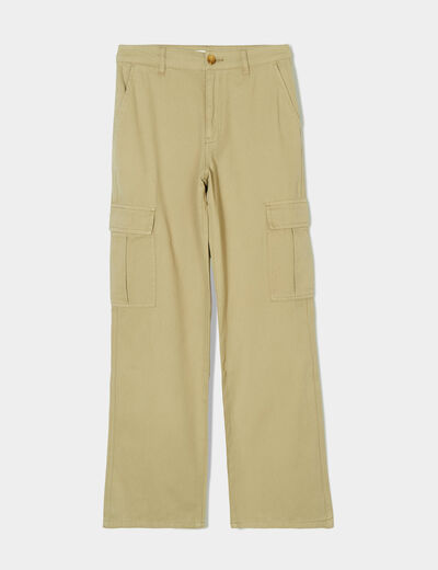 Pantalon droit cargo vert olive femme