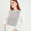 Sweat effet 2-en-1 chemise ecru femme