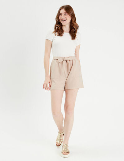 Combishort ceinturée sable femme