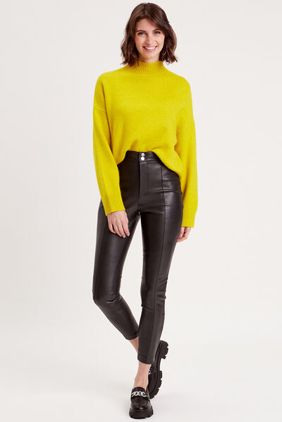 Legging simili cuir noir femme