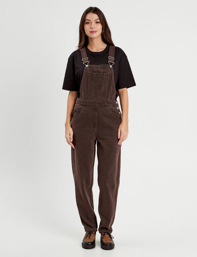 Salopette droite en jean marron foncé femme