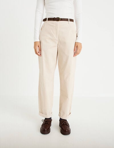 Pantalon barrel ceinture amovible ecru femme