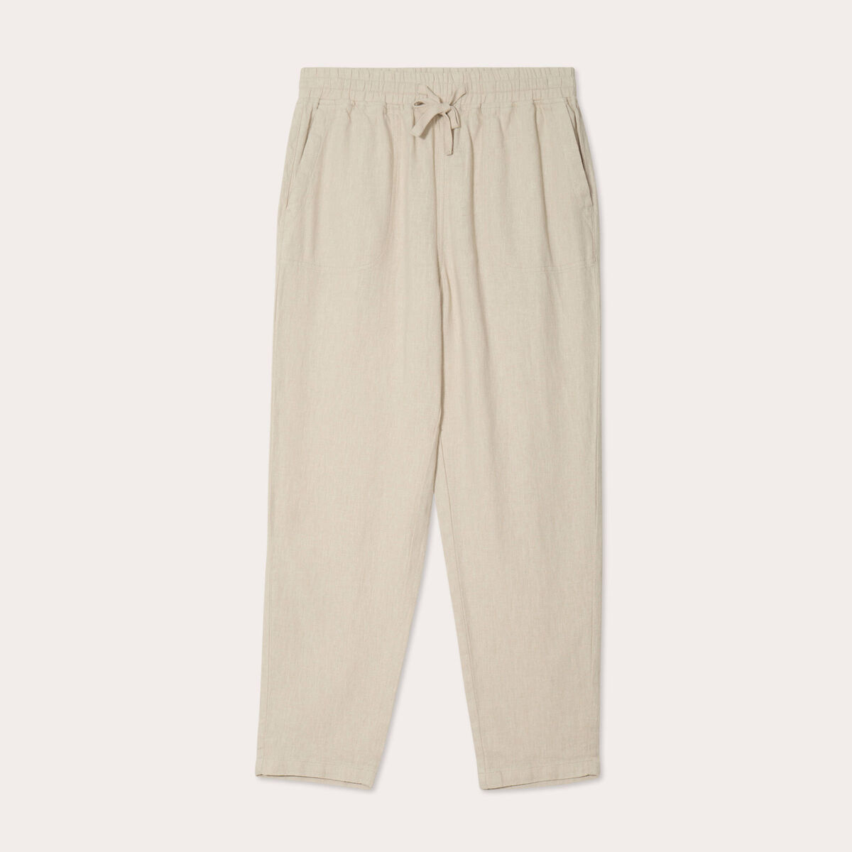 Pantalon carotte contenant du lin beige femme