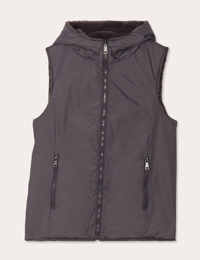 Doudoune réversible sans manches gris clair femme