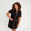 Robe droite zippée ceinturée noir femme