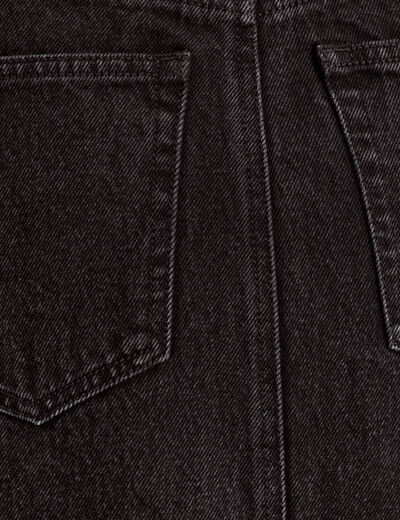 Jupe midi droite en jean noir femme