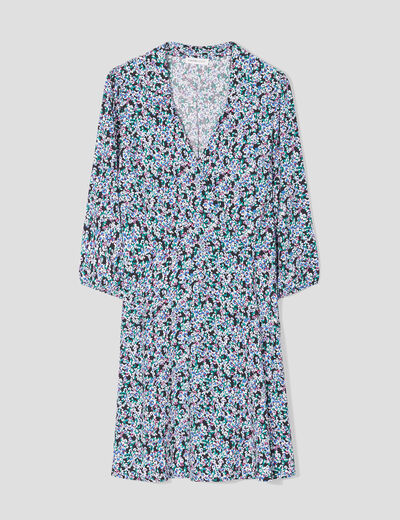 Robe évasée fluide noir femme