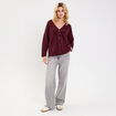 Gilet col v violet fonc&eacute; femme