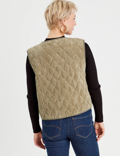 Gilet sans manches velours vert femme
