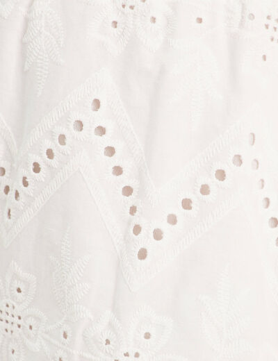 Jupe courte broderie anglaise blanc femme