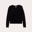 Pull avec torsades et perles noir femme