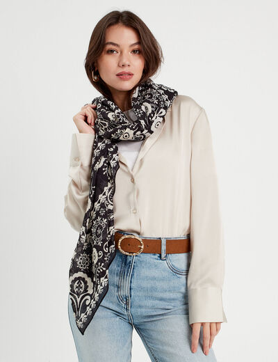 Foulard carré noir femme