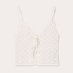 Crop-top ajouré et noué ecru femme