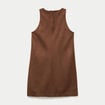 Robe courte droite sans manches marron femme
