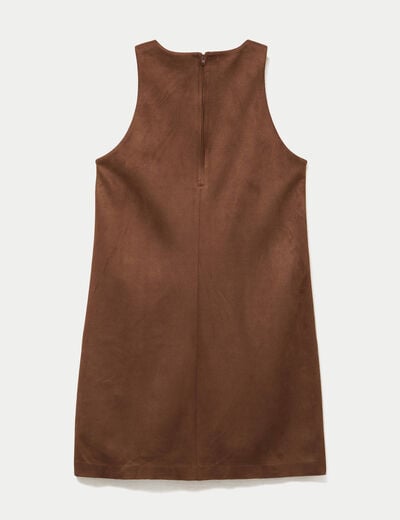 Robe courte droite sans manches marron femme