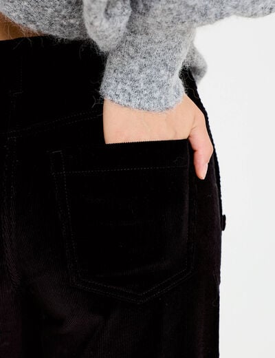Pantalon taille haute velours noir femme