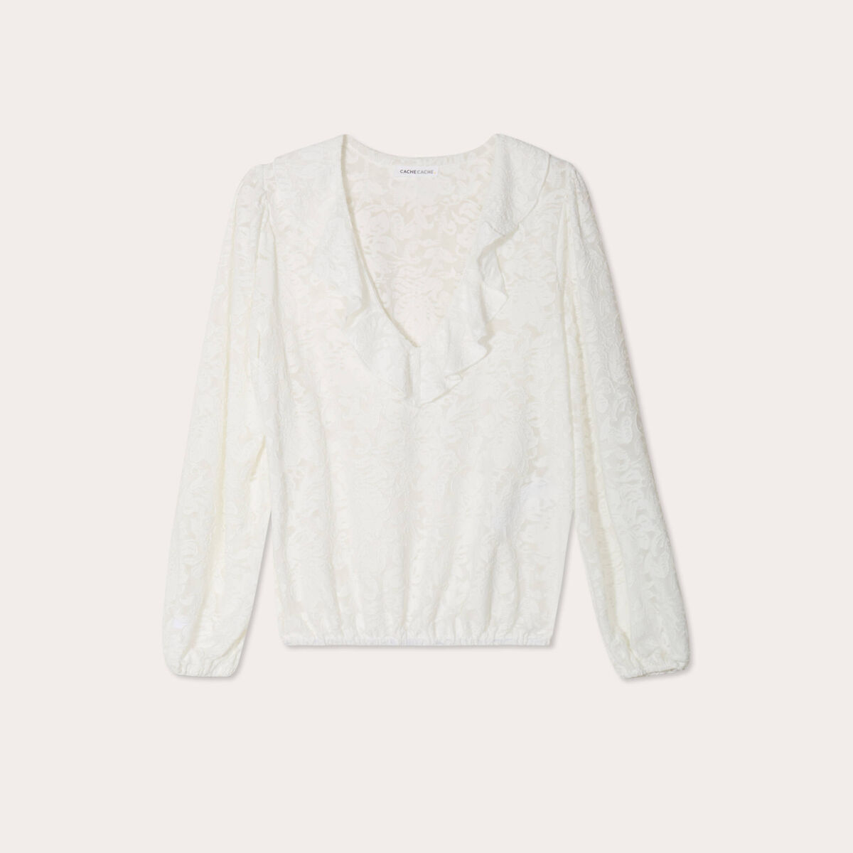 Blouse effet dentelle ecru femme